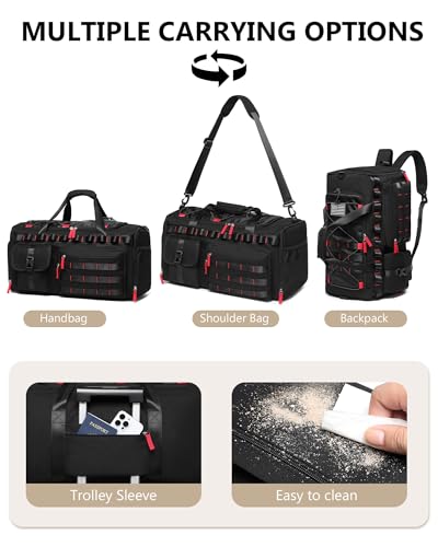 MCBD Gym Bags for Men & Women, 45L Travel Duffle Sports Backpack with Shoes & Laptop Compartment, Large Workout Carry On Bag Weekender Overnight Tote, Black3