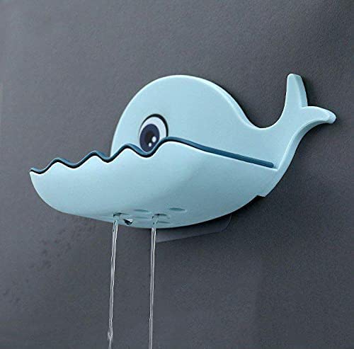 Image of Vrajart's Double Layers Fish Shape Plastic Adhesive Waterproof Wall Mounted Bar Soap Dish Holder Organizer Rack for Bathroom Accessory || Random Color [ Pack of 1 ]