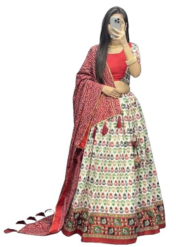Tissu en coton Lehenga 12939 à motif zigzag pour coudre une robe traditionnelle légère