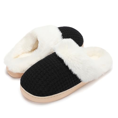 Fuzzy Memory Foam Slippers for Women - Cozy Fleece Lined for Indoor & Outdoor Comfort House Shoes
