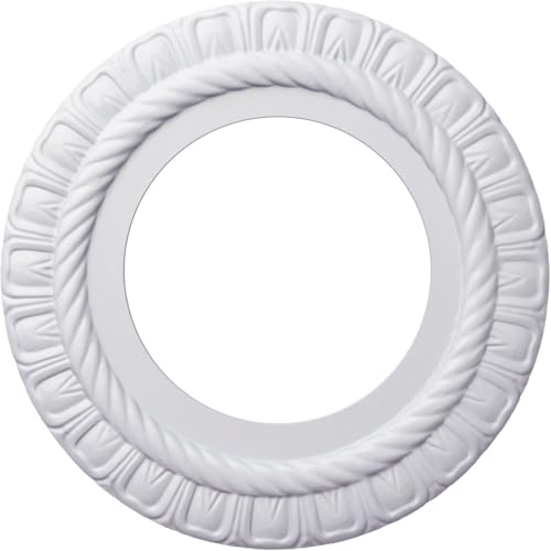 Image of Ekena Millwork CM10CL Claremont Ceiling Medallion, 10 5 /8 inchOD x 5 3 /4 inchID x 1 /2 inchP, Factory Primed