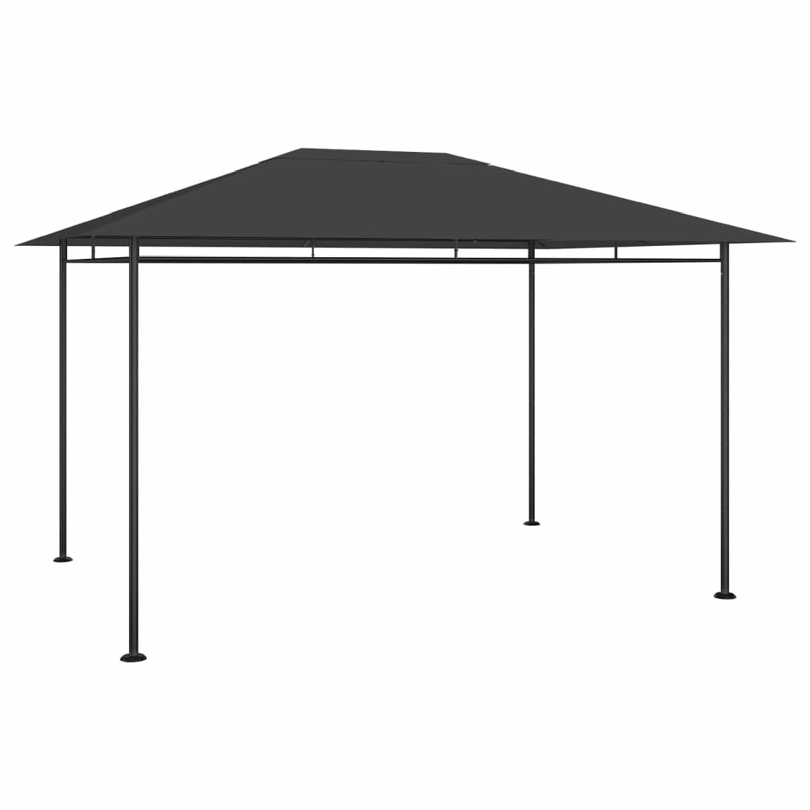 Gazebo 384x281x270 cm Antracite 180 g/m²,Gazebo Pergola Con Telo Impermeabile Richiudibile E Struttura Rettangolare In Acciaio Inossidabile Ad Alta Densità,Per Arredo Giardino,Terrazzo e Attivit