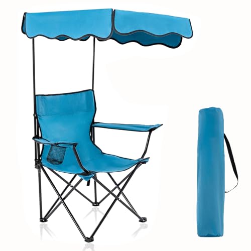 Homcosan Folding Camping Chair with Shade Canopy and Cup Holder