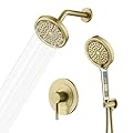 SUMERAIN Brushed Gold Shower System with Filtered Handheld Shower Head, Wall Mounted Shower Faucet Complete Combo with Shower Valve