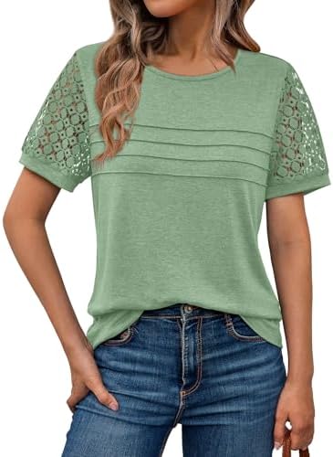 AUTOMET Women's Short Sleeve Shirts Dressy Lace Summer Tops 2026 ...