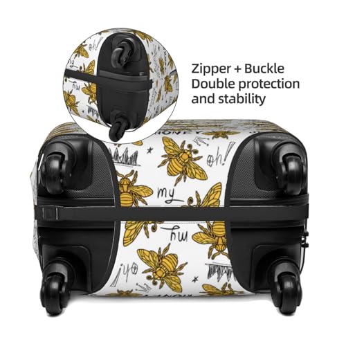 Hohey Bee Golden2 Luggage Cover Protector Anti-Scratch Washable Fits 18-32 Inch Luggage-Medium4