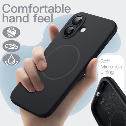 Image of JETech Magnetic Silicone Case for iPhone 17, Black | Compatible with MagSafe, Silky Soft Touch, Full Camera Lens Protection, Shock Absorbing Phone Cover