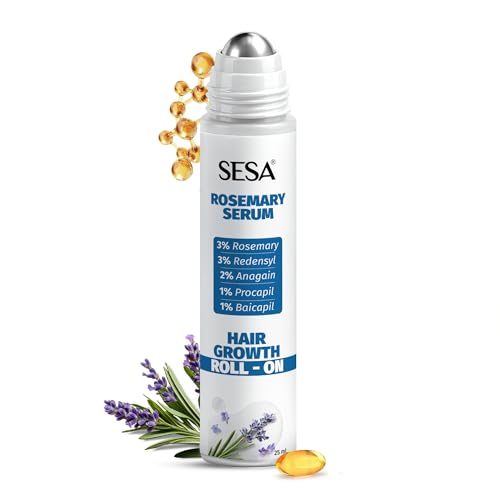 Image of Sesa Rosemary Hair Growth Serum Roll-On, 25 ml | With 3% Rosemary, 3% Redensyl, 2% Anagain, 1% Procapil & 1% Baicapil | For Hair Fall Control & Hair Density | Precision Roll - on for Targeted Scalp Application | Lightweight & Non-Sticky | For Men & Women