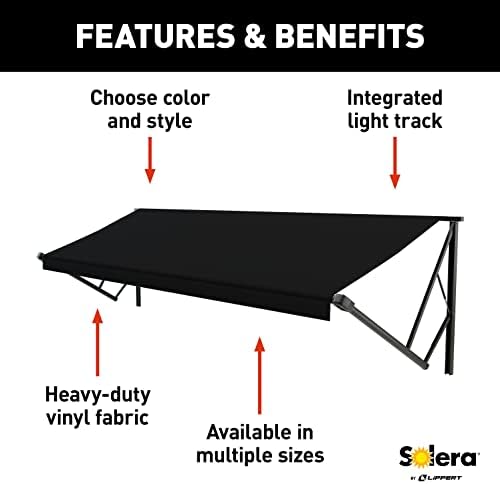 Lippert RV Solera Awning Roller and Fabric Assembly 13' Black V000211460 - 1