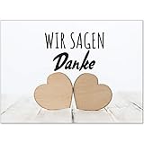 15 x Hochzeits-Dankeskarten - Holz Herz Zwei 2 Wir sagen Danke - Danksagungskarten für Ehepaare um Danke zu sagen nach Hochzeit, Polterabend oder Hochzeitsfeier