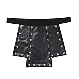 Alvivi Mens Faux Leather Low Rise Metal Studded Kilt Underwear Skirt Sexy Lingerie Clubwear Black Medium