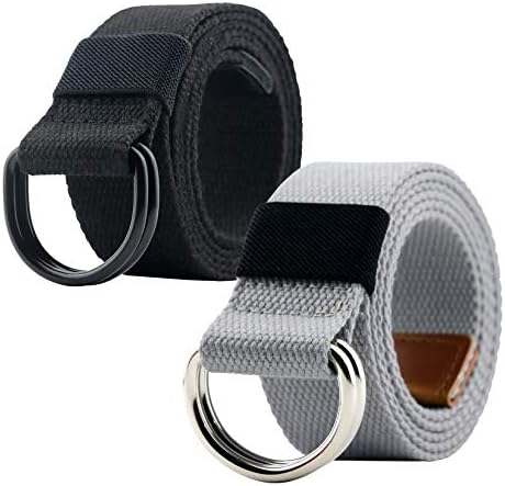 Canvas Belt, Double D-ring Belt, Canvas Web Belt for Men/Women Casual Belt