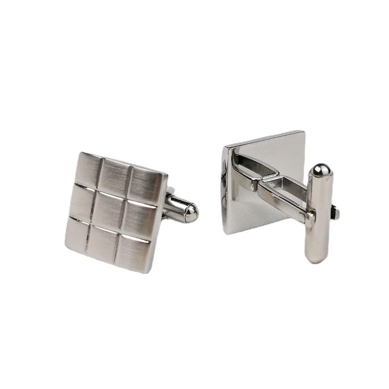 Gemelli da Camicia Quadrati in Argento retrò, Gemelli Francesi in Acciaio Inossidabile per Feste di Matrimonio E Anniversario(Pesca A Frutto Bianco 5-1,6 * 1,6Cm)