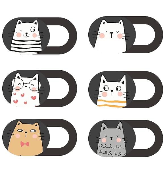 Mizi Webcam Privacy Cover Slide [6 Pack], Cute Camera Blocker Sticker, Protect Your Privacy and Security for Computer, Laptop, Tablets & Phones - Cat-image-5