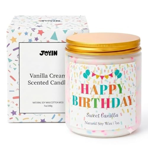 JOYIN Vanilla Buttercream Birthday Candle - Scented Happy Birthday Gifts for Women Friends & Mom Premium Soy Wax