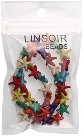 Miniatura 3 de Cuentas náuticas de estrellas de mar de howlita de colores surtidos para niñas aproximadamente 38 unidadeshebra 0.512in x 0.512in