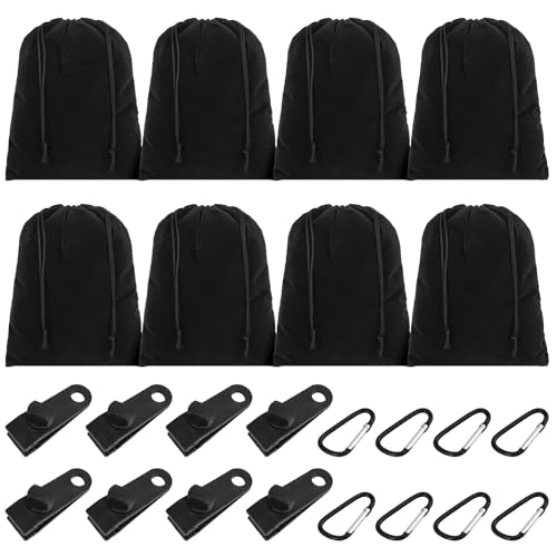 BATHRINS 8 Stück Tragbare Gewichtstasche für Pavillon-Vorhänge im Freien, mit 8 Gewichtstaschen, 8 Karabiner und 8 Clips, Sandsack Gewichte für Zelten, Außenvorhängen, Tischdecken