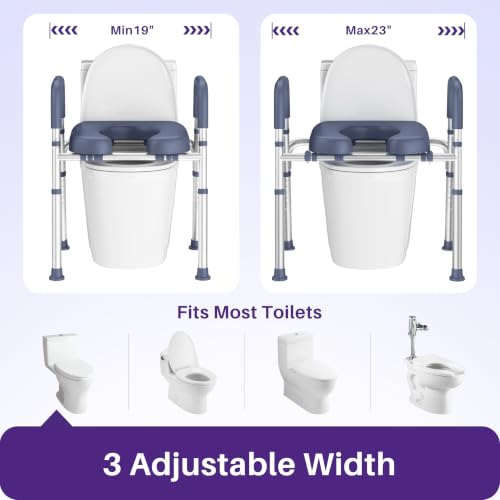 Image of KEKOY Toilet Seat Risers for Seniors, Adjustable Height Width, Fits Most