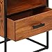 QZZCED Vintage Industrial Bedside Table with Drawer, Solid Acacia Wood Top and Black Iron Legs for Bedroom Living Room Storage