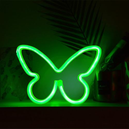 Image of 2 Pcs Butterfly Neon Signs,USB or 3-AA Battery Powered Neon Light or Party, Birthday, Wedding, Bedroom Wall Bar, Bedroom, Indoor
