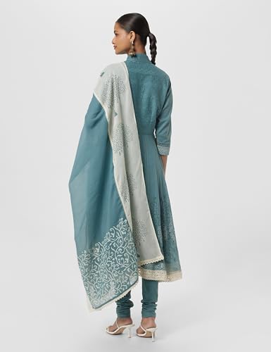 Image of BIBA Women Cotton Asymmetric Solid Kurta Churidar Suit Set