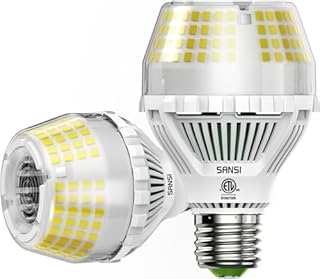 SANSI 300W Equivalent 5000 Lumens LED Light Bulb, 5000K Daylight Super Bright Light Bulbs, E26 A19 Brightest LED Bulbs Non-Dimmable, 22-Year Lifetime, 35W Energy Saving for Home Workshop, 2-Pack