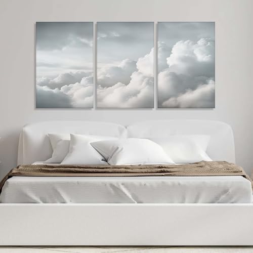 Blue Sky and Cloud Canvas Wall Art, White Clouds Wall Decor, Drea...