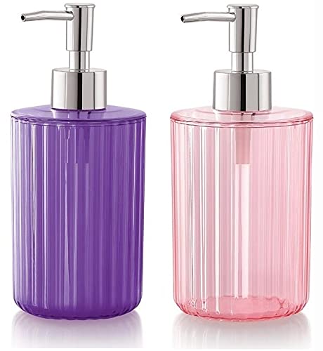NimboseĀ® Liquid Soap Dispenser for Bathroom Set of 2, Refillable Hand Soap Dispenser, Unbreakable Plastic Handwash Bottles for Kitchen, Wash-Basin & Bathroom (Mixed Colors, Set of 2)