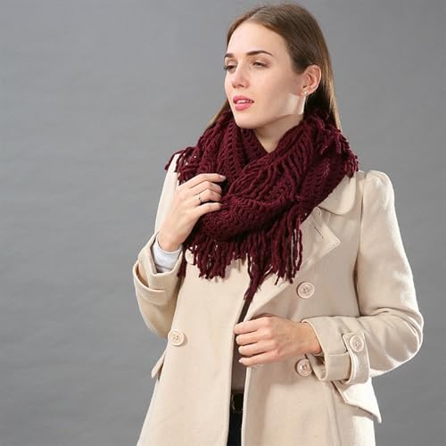stylesilove Women Cozy Knit Tassel Infinity Loop Scarf - 8 Colors4