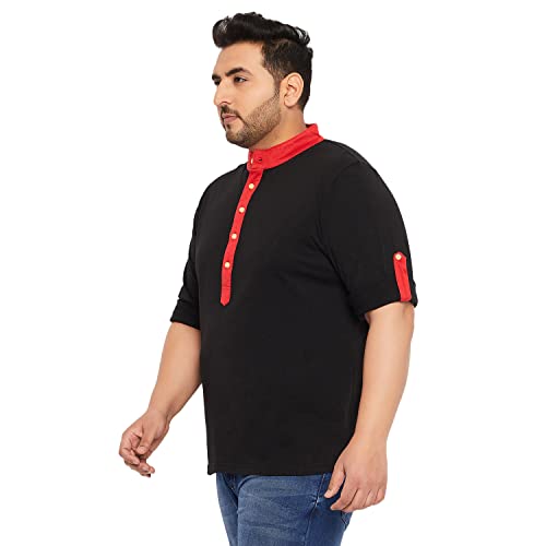 Image of Bigbanana Plus Size Men's Regular Fit Solid Henley Tshirt