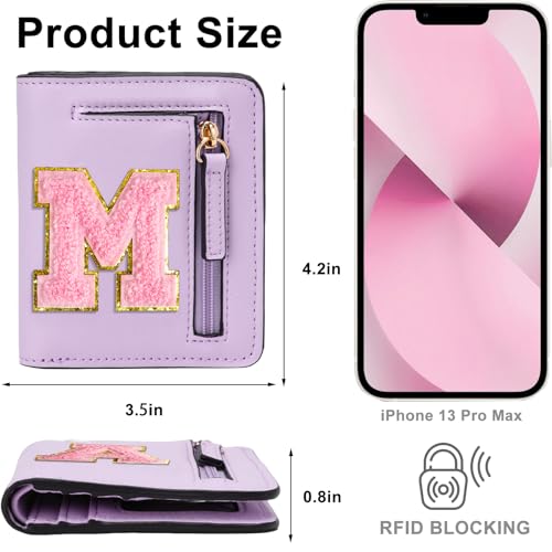 Image of Birthday Gifts for Teen Girl Kids Wallet Little Girl Wallets | Small Initial Kid Wallet for Girl Rfid Wallet Preppy Stuff Gifts for Girls 8-12 Purple M