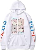 Nesthome Darling in The FRANXX Zero Two 02 Merch Casual Fashion Anime Hooded Sudadera con Capucha Unisex, blanco-1, XXS