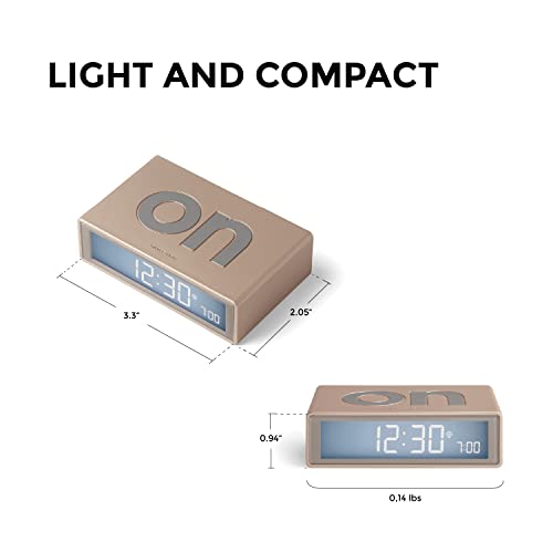 Lexon Flip+ Travel Digital Alarm Clock, Reversible On/Off Faces Small Travel Clock with LCD display & Touch Sensor Light, Battery operated, Rubber - Mint Green