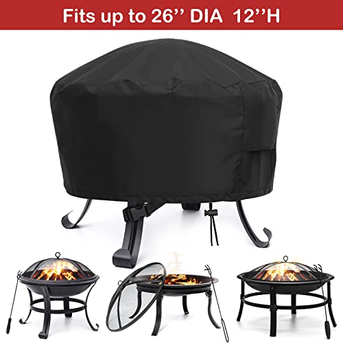 Singlyfire Fire Pit Cover Round For 22Inch-26Inch Fire Pit Heavy Duty Thick Pvc Coating With 2Air Vents Waterproof Firepit Cover Outdoor Anti-Uv Fire Bowl Cover All-Season Protection #TOP1