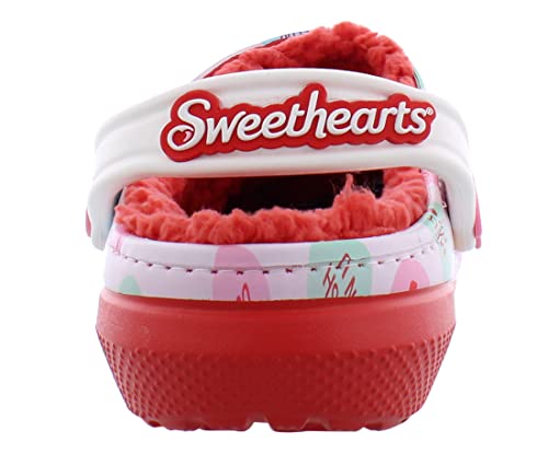 Image of Crocs Unisex Men's and Women's Classic Lined Clog | Fuzzy Slippers (8, Red /Multi, numeric 8)