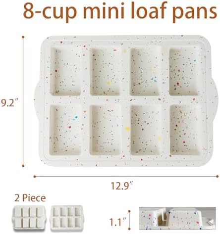 AVIDON Silicone Mini Loaf Pans, Nonstick silicone baking molds for baking small cakes, loaf, bread, 8 Cavity small Meatloaf Pans 2 packs - Thumbnail 4