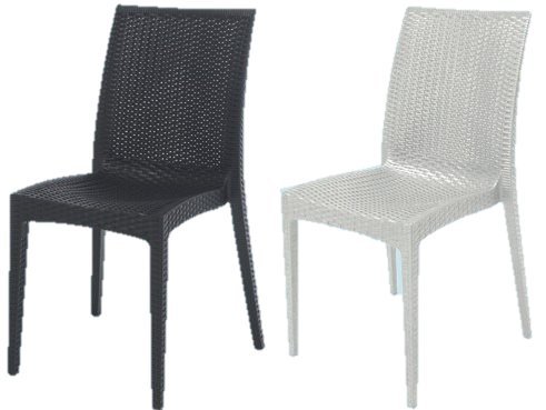 Chaises résine Bistrot rotin blanche