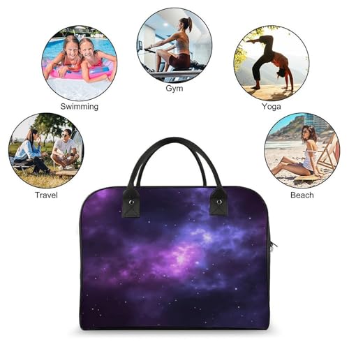 Bolso Tote Magic Galaxy Sky morado con cremallera miniatura 4