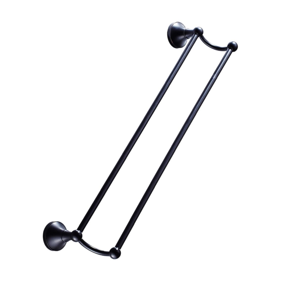 Porte-serviettes double barre laiton noir 55cm idéal pour optimiser l'espace