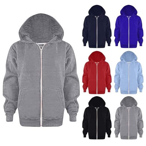 Gilrs Zip Up Hoodies Oversized Sweatshirts Fall Fashion Outfits Casual Jackets 2025 Winter Clothes with Pocket2