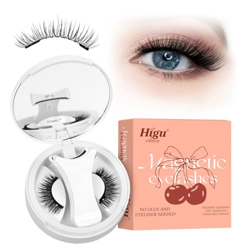 Magnetic Eyelashes Natural Look, Higu clace Waterproof Magnetic Eyelash with Applicator, Reusable Magnetic Lashes No Glue Needed, False Lash Easy to Wear and Remove(STYLE A)