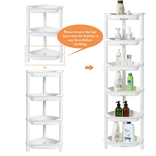 Elyken 4 Tier Shower Caddy Organizer Shelf Corner, 14.4 X 11.2 X 31.5 Inches, Rustproof, Plastic Shower Rack Stands For Inside Bathroom, Bathtub, Shower Pan, White #TOP3