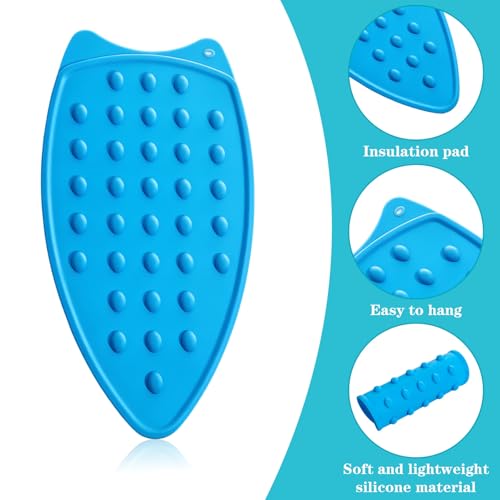 Image of Silicone Iron Rest Pads, Multipurpose Heat Resistant Mat Iron Pad Ironing Mat for Ironing Board, Protective Pads Resting Plate for Hot Flat Irons Curling Wands, Hot Tool Holder (Blue)