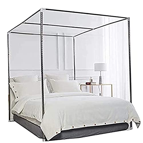 JeeKoudy Mosquito Netting Frame, Mosquito Net 4 Cake Bed Four Corner Curtain Bed Canopy Mosquito Net for Twin Full Queen King Size(No Bed Canopy Frame)