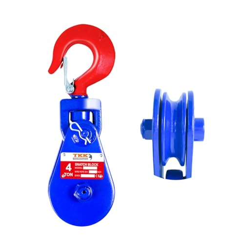 Tkk 4 Ton Snatch Block With Hook - 8800lbs Capacity 4.5 Sheave 12 Wire Rope -...