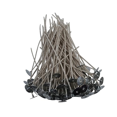 Paquete de 100 mechas con base para velas de algodón enceradas