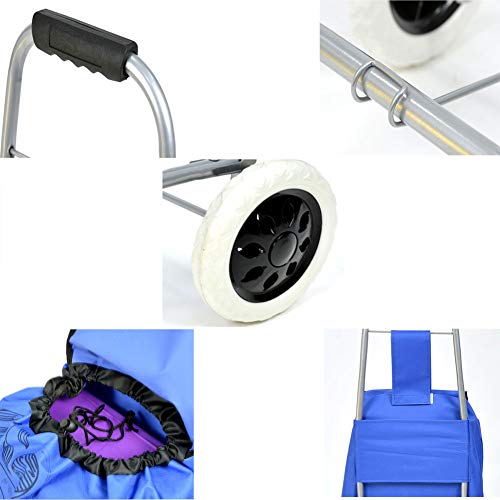 ZHAOHUI Einkaufstrolley Faltbar Mode Aluminiumlegierung Wasserdichtes Oxford-Tuch Gummirad, Hohe Kapazität (Color : Blue… – Bild 5