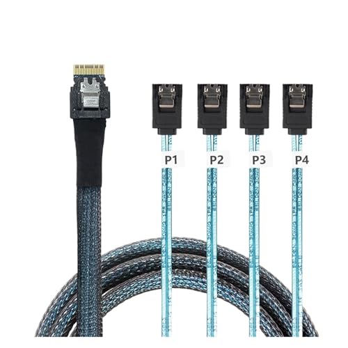 Cable PCIE Slimline SAS4.0 0.5 m SFF-8654 38pin a 4X SATA 7P miniatura 2
