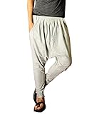 Minetom Herren Haremshosen Maenner elastisch Baumwolle Baggy Hose Sporthose Lange Jogging Freizeithose (Hellgrau EU M)