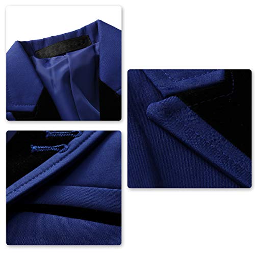Jungen Kostüm 3-teilig Klassisch Slim Fit Hochzeitsanzug Tuxedo Jacke Hose und Weste Mode Jungen Anzug Blau 6 Jahre